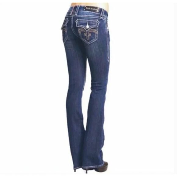 Rock Revival Low Rise Debbie Bootcut Flap Pocket Embroidered Jeans Size 26